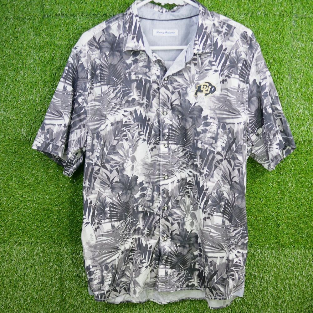 Tommy Bahama Colorado Buffaloes Tropical Camp Shirt Black White - Men's Size L - Picture 5 of 6